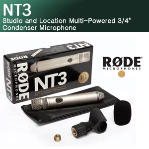 [RODE NT3] 고급 콘덴서마이크/낮은 노이즈 레벨/스튜디오/홈레코딩/보컬/라이브/스피치/팬텀 전원과 9V 배터리 지원/당일배송