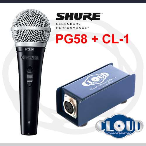 [보컬,힙합(랩) 마이크 SET] SHURE PG58 + CL-1/Package set/방송용/노래방마이크/홈스튜디오/컴퓨터/PC용/당일배송