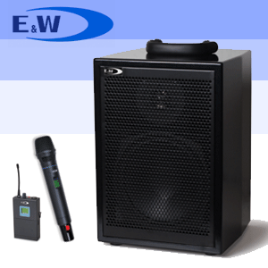 [E&amp;W EPS-501] 최고급 무선마이크 200W 8인치 포터블 앰프 스피커/USB,SDCARD 내장/야외용/이동용/행사용